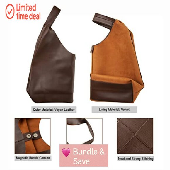 Oversized Vegan Leather Tote Bag for Women Work Travel Hobo Purse - Picture 6 of 8